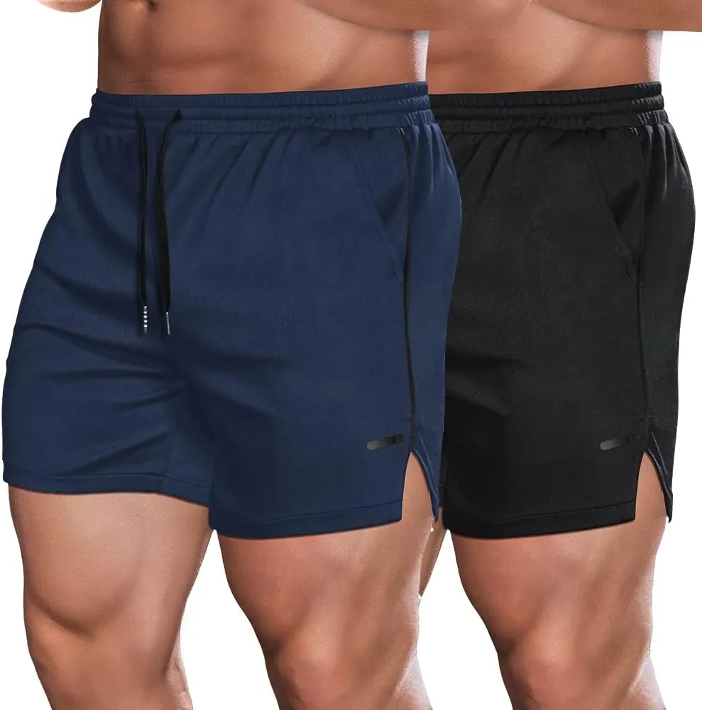 COOFANDY Men's 2 Pack Gym Workout Shorts Quick Dry Athletic Shorts 5 Inch Lightweight Sports Running Shorts with Pockets