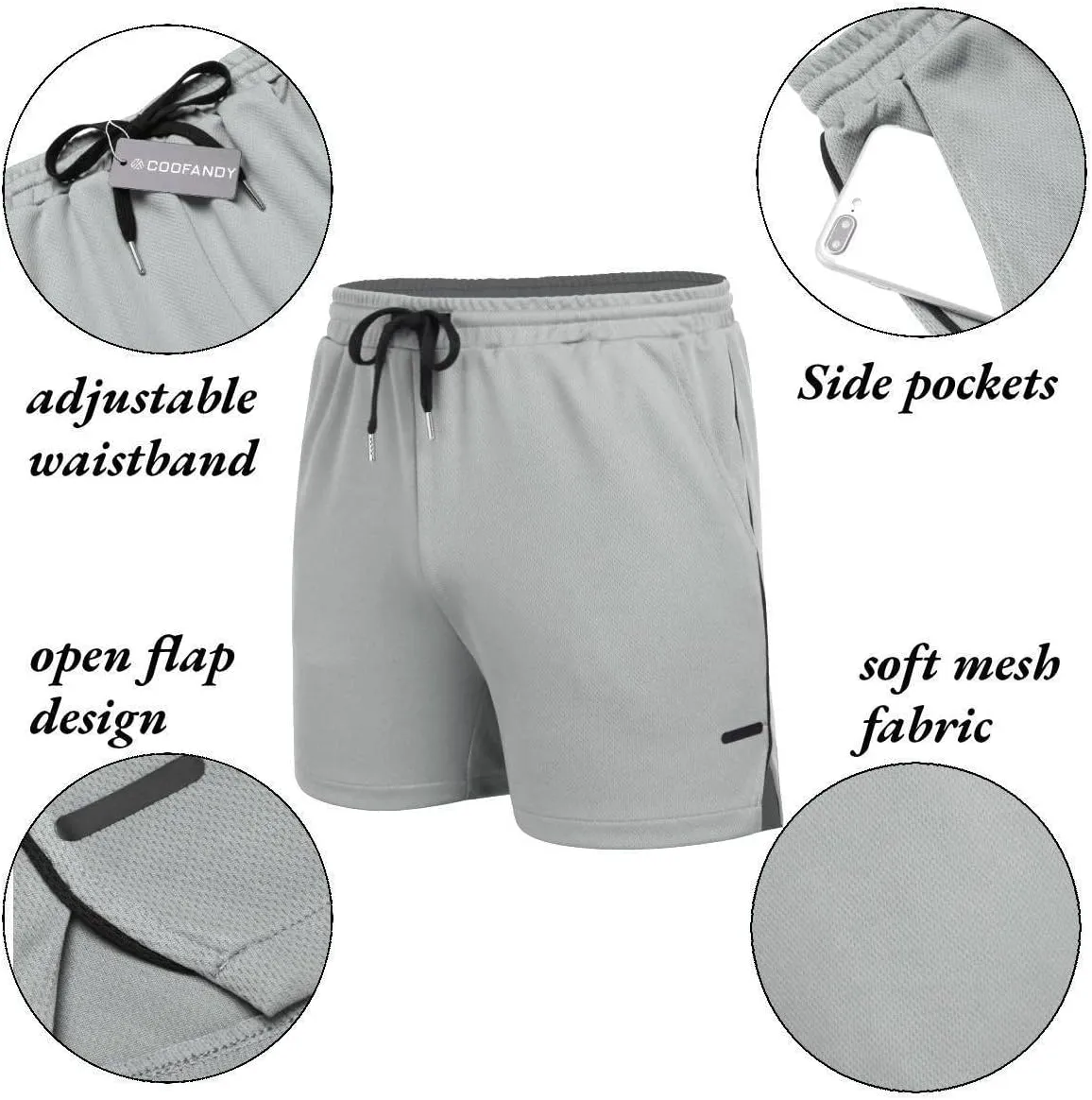 COOFANDY Men's 2 Pack Gym Workout Shorts Quick Dry Athletic Shorts 5 Inch Lightweight Sports Running Shorts with Pockets