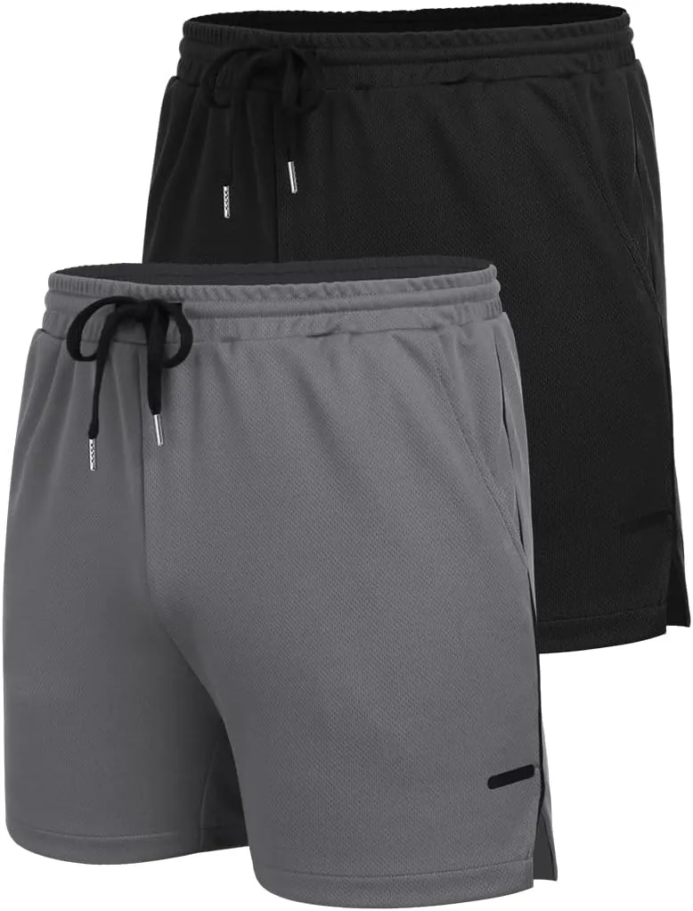 COOFANDY Men's 2 Pack Gym Workout Shorts Quick Dry Athletic Shorts 5 Inch Lightweight Sports Running Shorts with Pockets