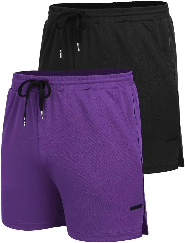 COOFANDY Men's 2 Pack Gym Workout Shorts Quick Dry Athletic Shorts 5 Inch Lightweight Sports Running Shorts with Pockets