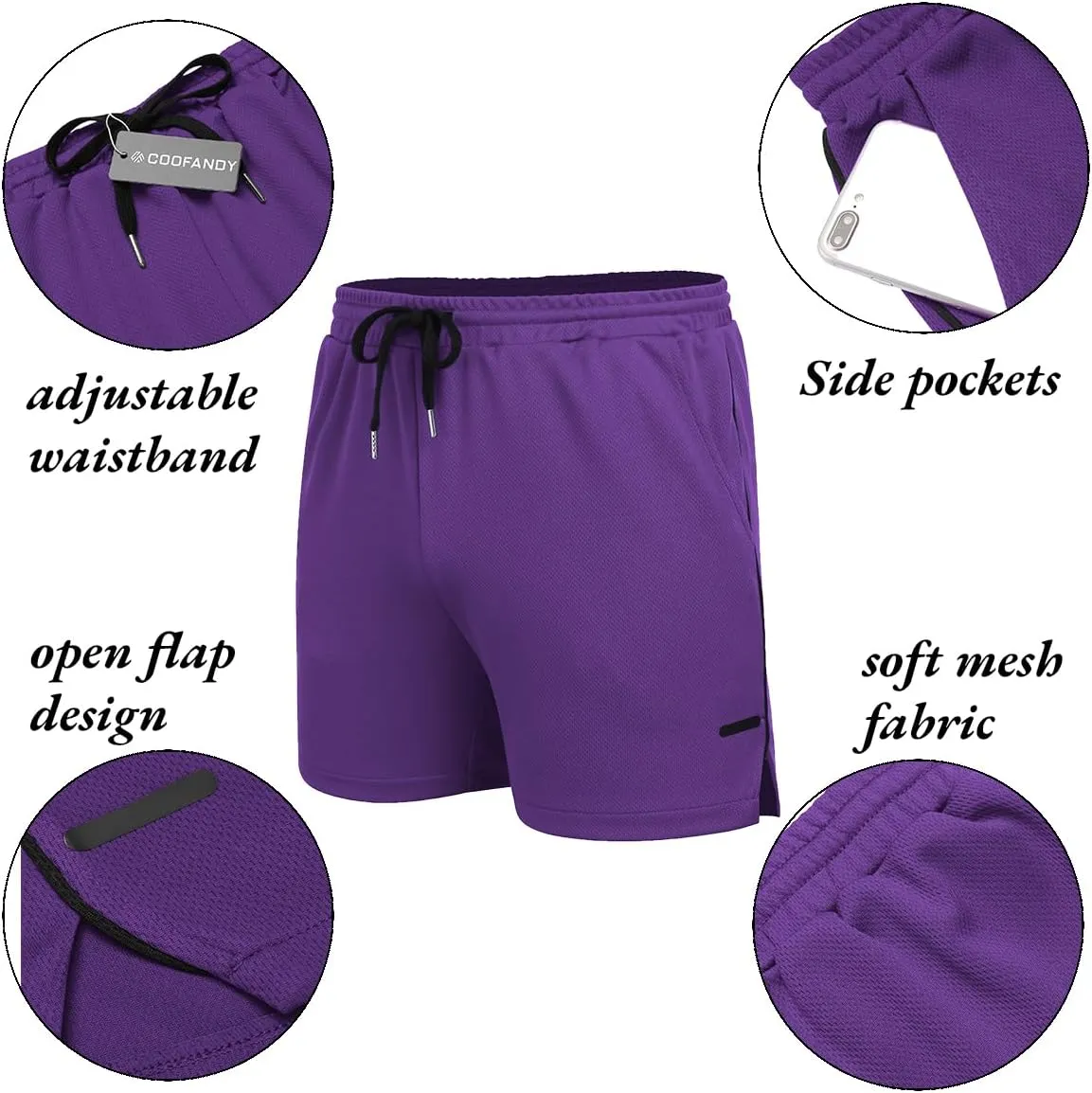 COOFANDY Men's 2 Pack Gym Workout Shorts Quick Dry Athletic Shorts 5 Inch Lightweight Sports Running Shorts with Pockets