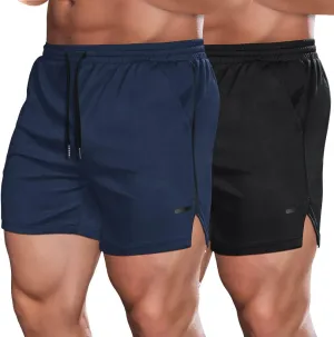 COOFANDY Men's 2 Pack Gym Workout Shorts Quick Dry Athletic Shorts 5 Inch Lightweight Sports Running Shorts with Pockets