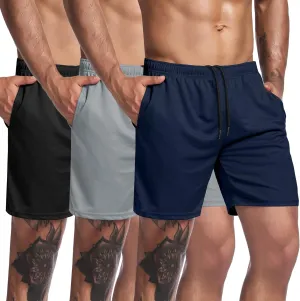 COOFANDY Men's 3 Pack Workout Gym Shorts Mesh Athletic Shorts Lightweight Bodybuilding Training Short Pants with Pockets