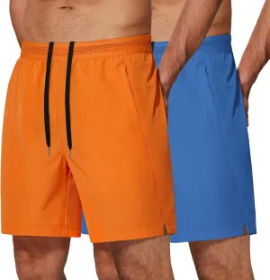 COOFANDY Mens Athletic Running Shorts 7'' Gym Workout Shorts Lightweight Drawstring Training Shorts with Zipper Pockets