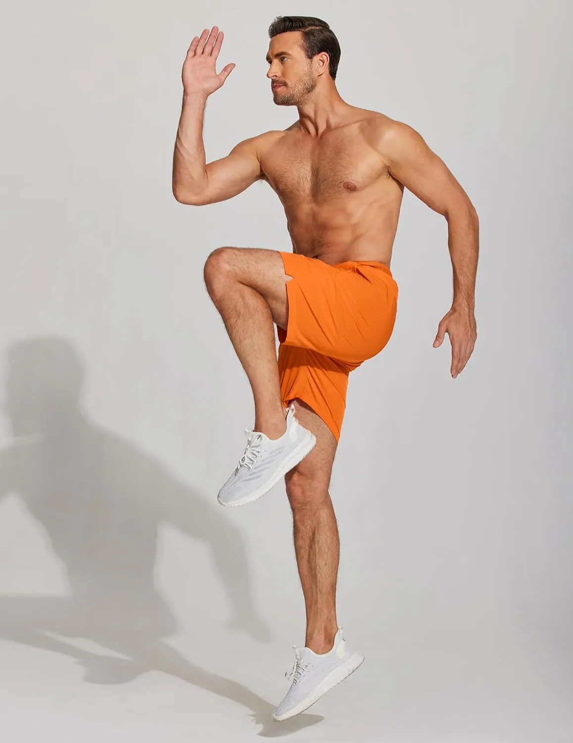 COOFANDY Mens Athletic Running Shorts 7'' Gym Workout Shorts Lightweight Drawstring Training Shorts with Zipper Pockets