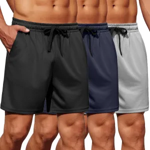 COOFANDY Men's Gym Shorts 3 Pack Mesh Athletic Workout Shorts Lightweight Quick Dry Drawstring Shorts with Pockets