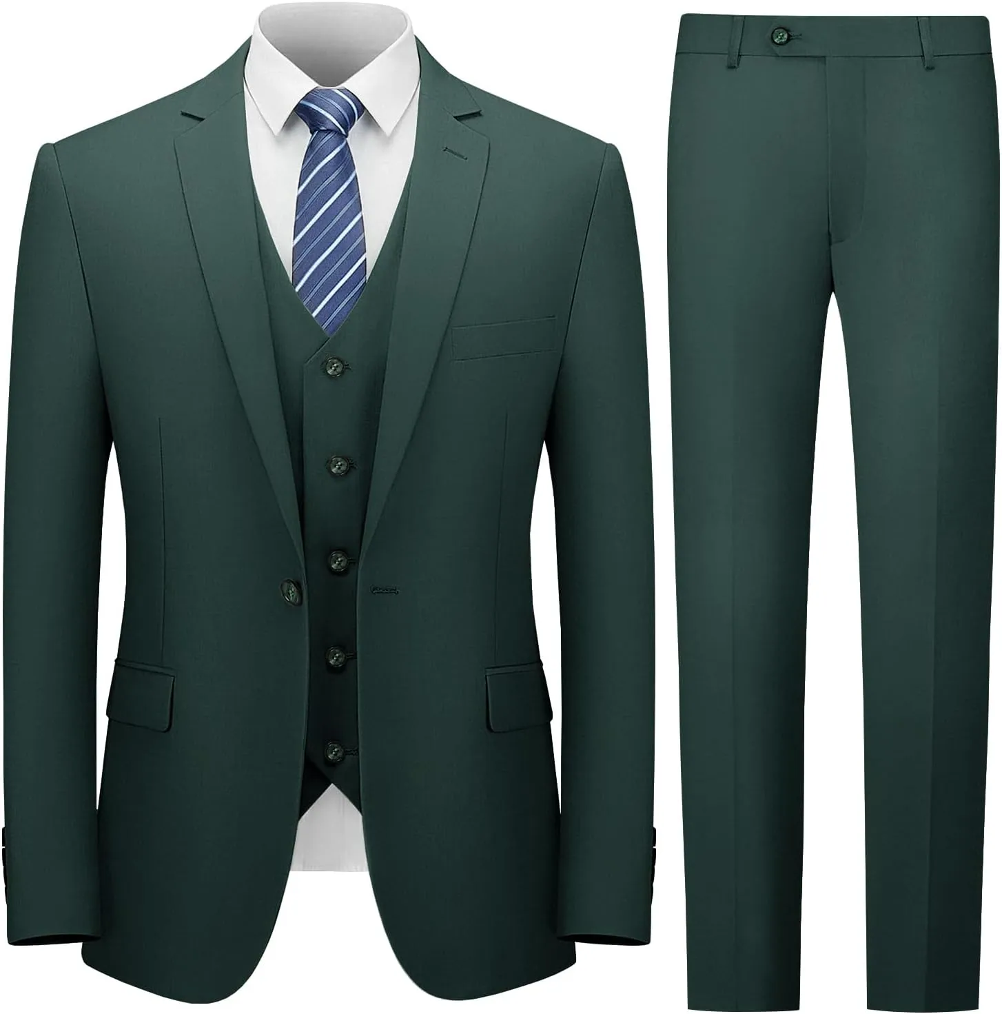 Cooper & Nelson 3 Piece Mens Suit Set, Slim Fit Suit for Men, Solid Jacket, Vest, Pants and Tie