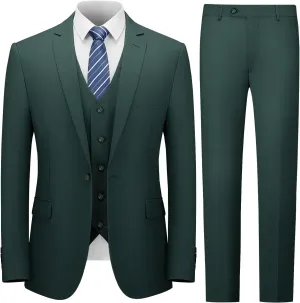 Cooper & Nelson 3 Piece Mens Suit Set, Slim Fit Suit for Men, Solid Jacket, Vest, Pants and Tie