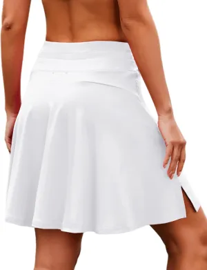 COOrun Tennis Skirt Women 20" Knee Length Golf Skort with Pockets High Waisted Athletic Sports Inner Shorts Skirts S-XXL