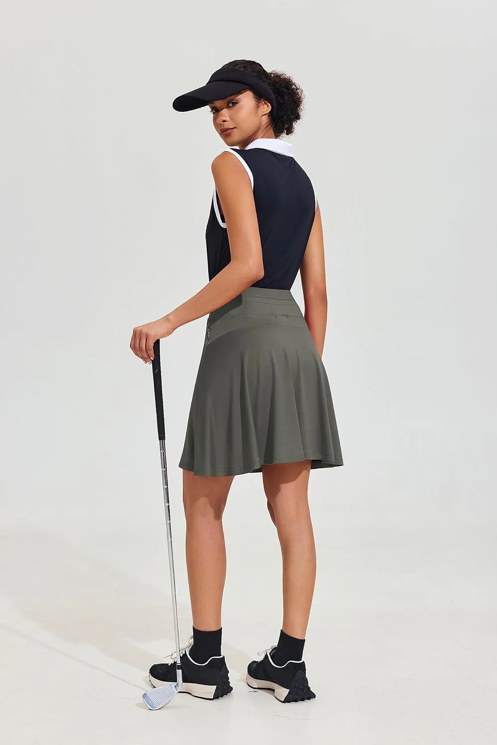 COOrun Tennis Skirt Women 20" Knee Length Golf Skort with Pockets High Waisted Athletic Sports Inner Shorts Skirts S-XXL