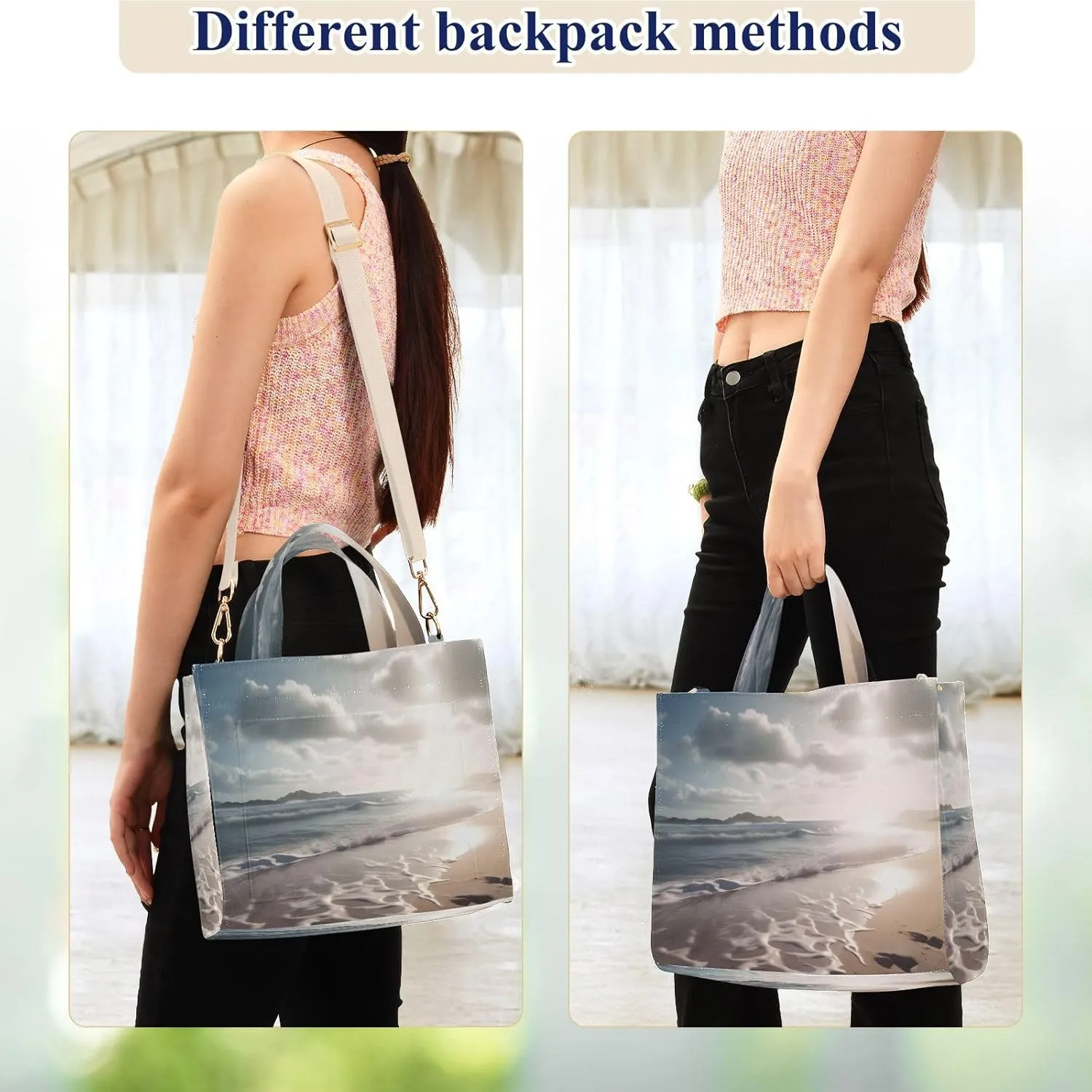 Corduroy Tote Bag Beach and Sunshine for Women Large Shoulder Bag with Pockets for Beach Work Travel Shopping S