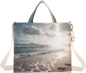 Corduroy Tote Bag Beach and Sunshine for Women Large Shoulder Bag with Pockets for Beach Work Travel Shopping S