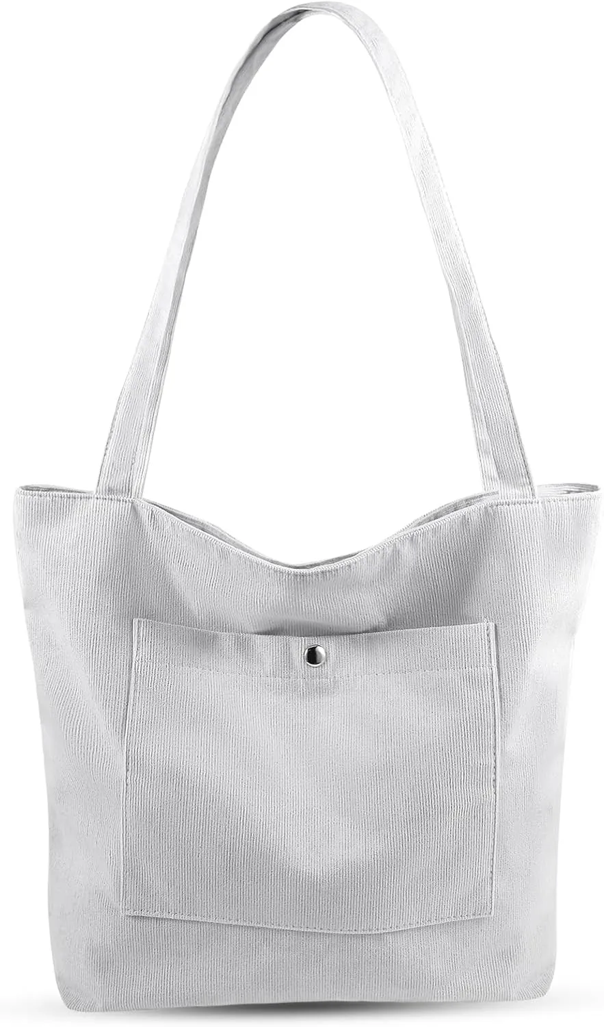 Corduroy Tote Bag for Women Large Shoulder Bag with Zipper and Pockets for Work Travel Shopping.