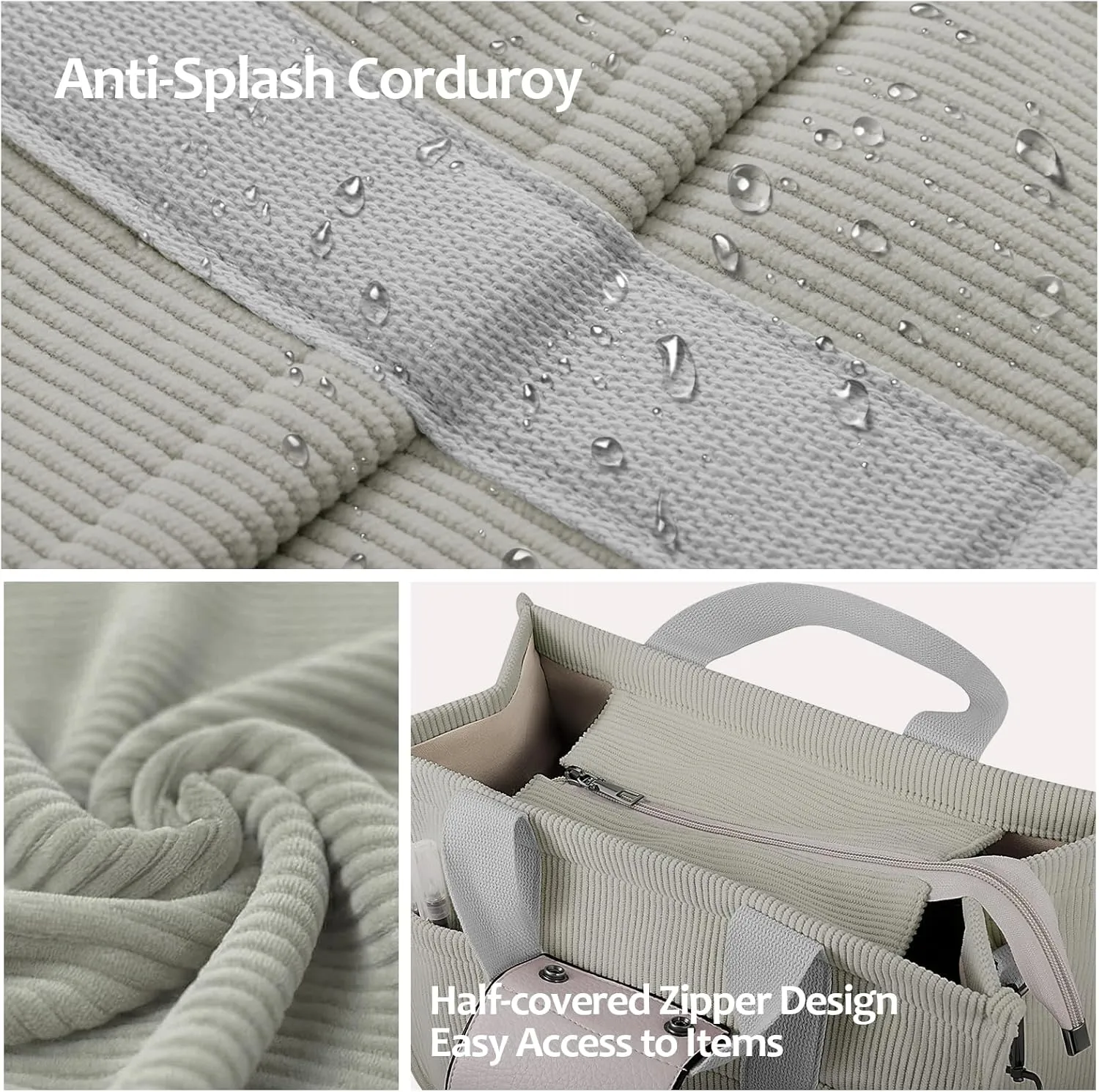 Corduroy Tote Bag with Zipper Women Large Crossbody Tote Purse with Pockets Everything Handbag Everyday Satchel Bag