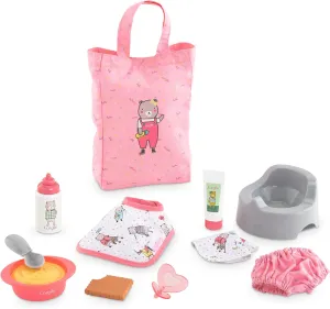 Corolle - Large Accessories Set for Mon Premier Poupon 12" Baby Dolls, 11-Piece Set Includes Bottle, Bib, Diaper, Potty, Pacifier, Tote Bag and More