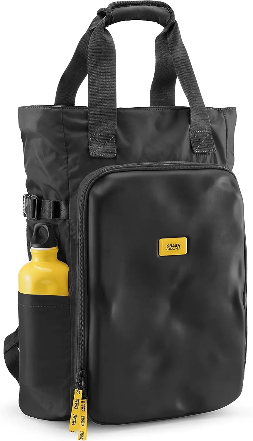 CRASH BAGGAGE - Crash Not Crash, TOTE BAG, Urban Style Fabric Backpack with Semi Rigid EVA Pocket Details (Black)