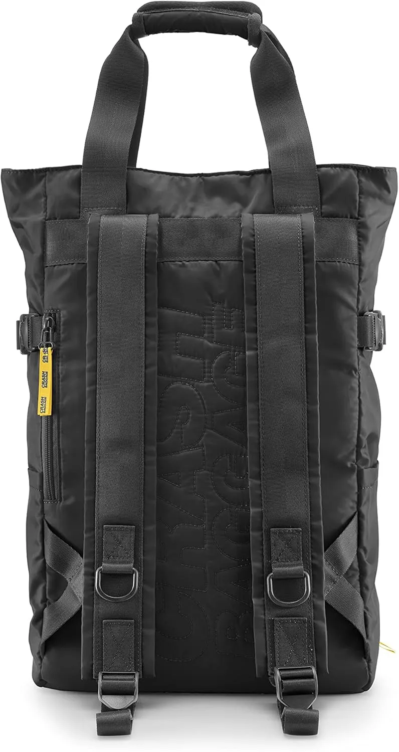 CRASH BAGGAGE - Crash Not Crash, TOTE BAG, Urban Style Fabric Backpack with Semi Rigid EVA Pocket Details (Black)