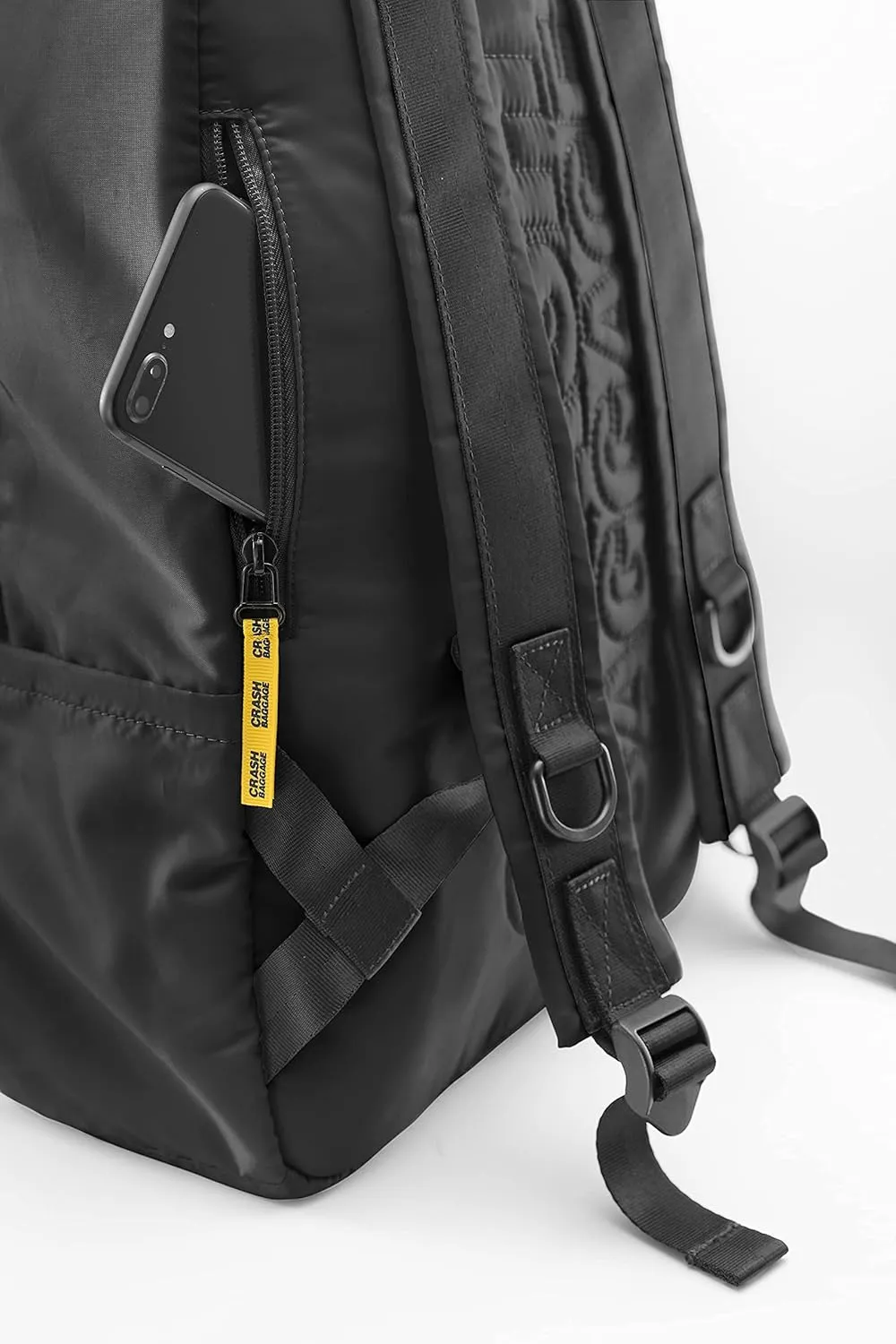 CRASH BAGGAGE - Crash Not Crash, TOTE BAG, Urban Style Fabric Backpack with Semi Rigid EVA Pocket Details (Black)