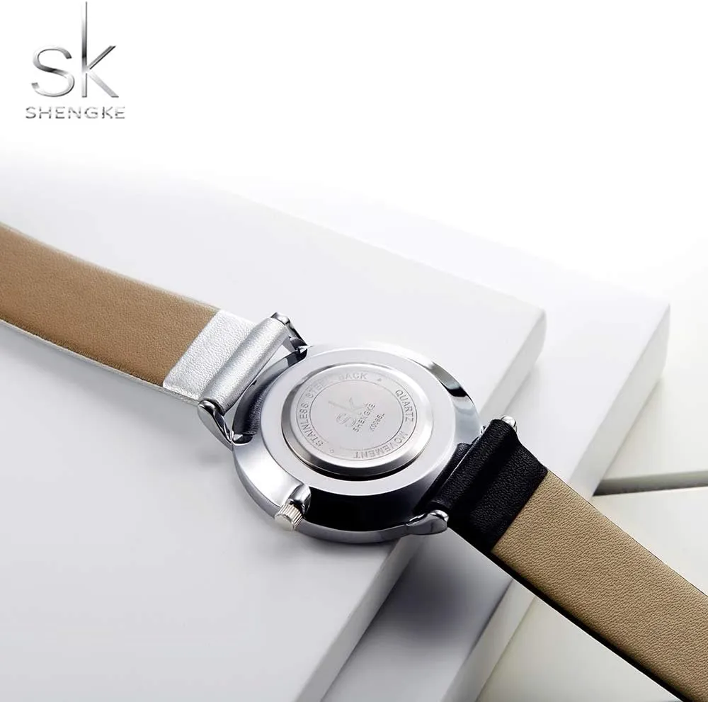 Creative Simplicity Women Watch Genuine Leather Elegant Women Watches Ladies Business Wristwatch(Black)