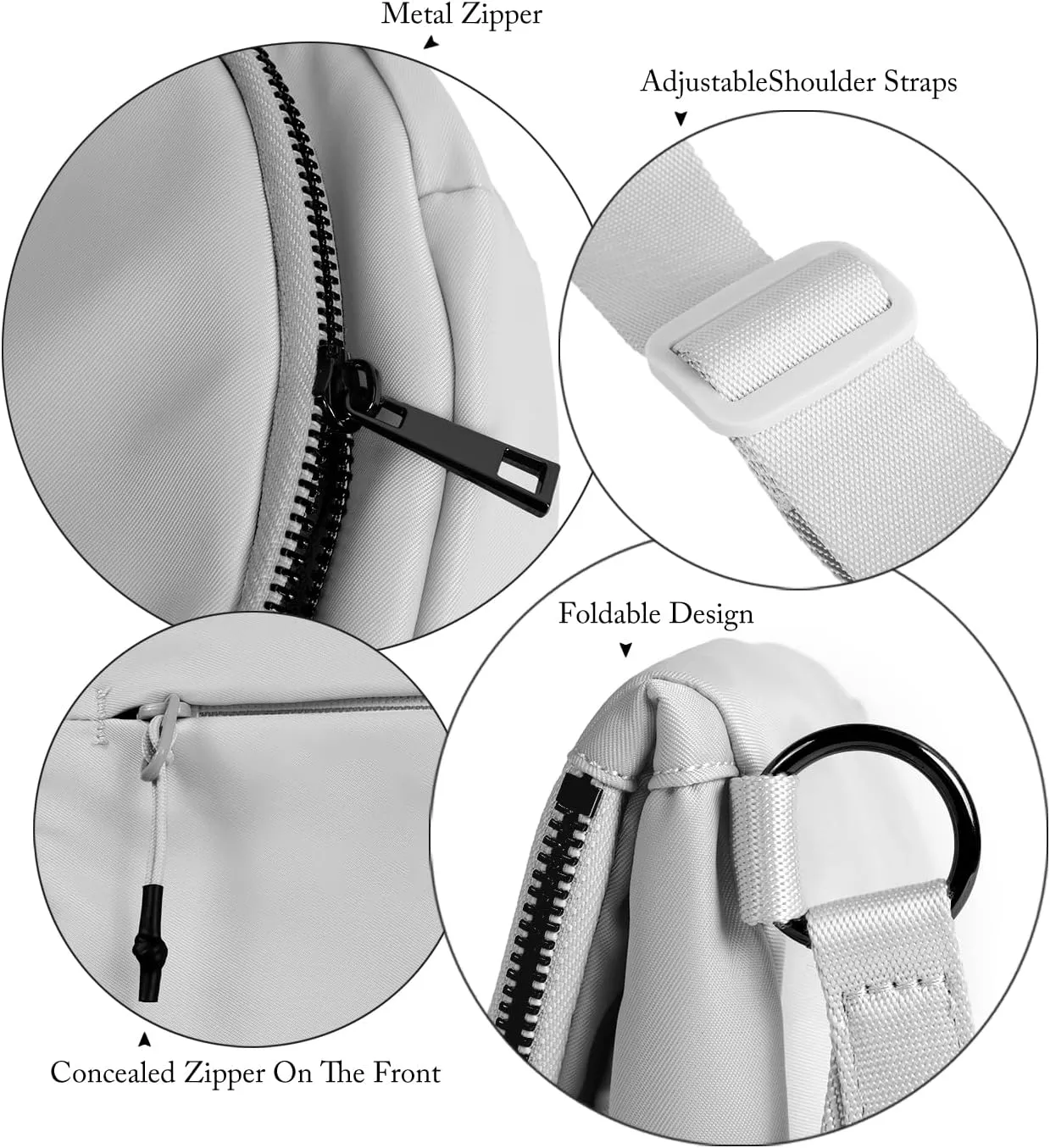 Crescent Bag for Women and Men, Fashion Medium Nylon Folding Crescent Moon Bag Single Shoulder Bag with Adjustable Strap