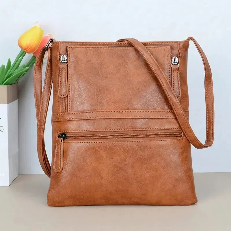 Crossbody Bag in Faux Leather with Multiple Pockets