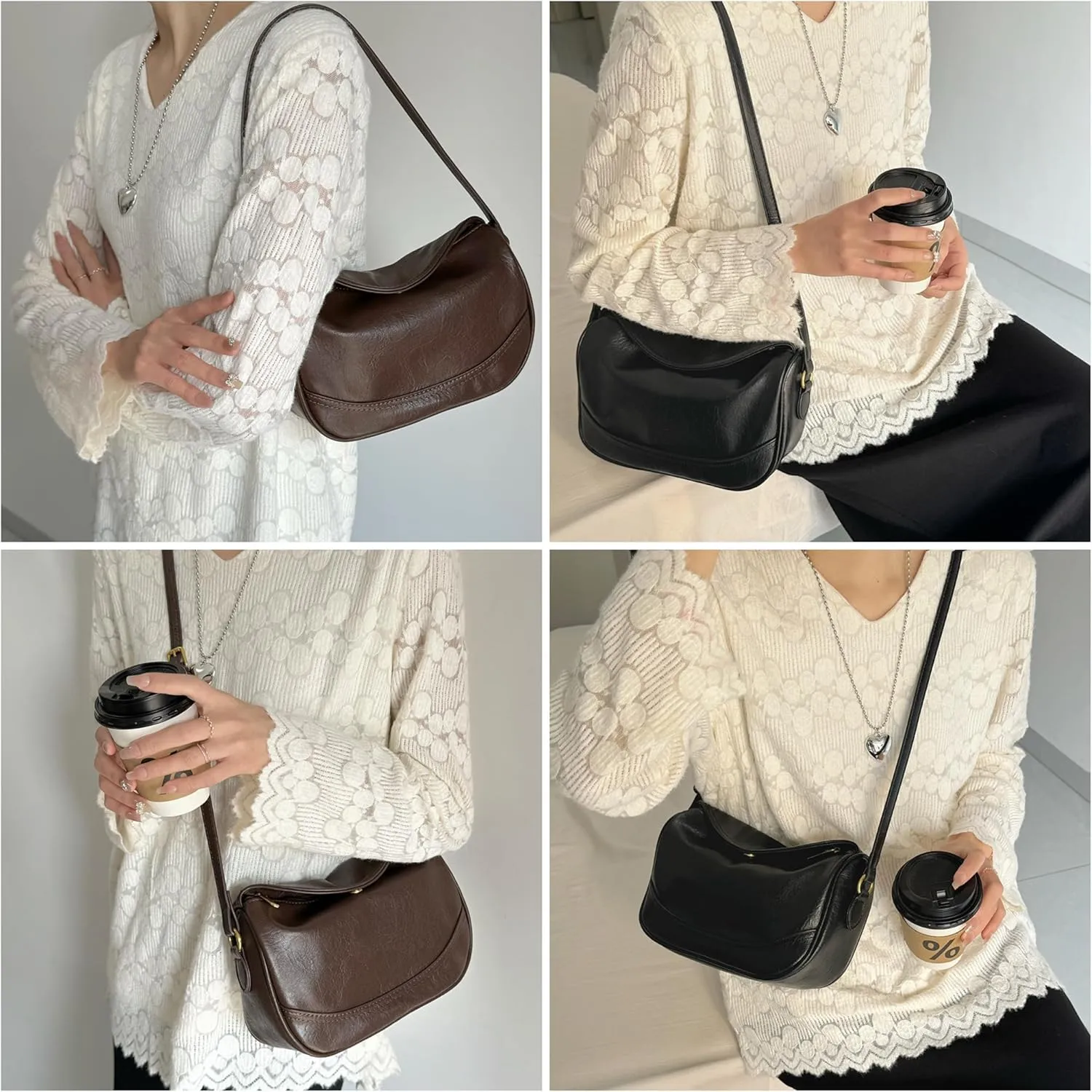Crossbody Bags for Women, Medium PU Leather Shoulder Purse with Anti-Theft Pocket, Small Travel Purses