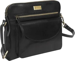 Crossbody Bags for Women – Real Leather Purses with RFID Protection, Multiple Pockets and Adjustable Strap (10" X 8.5" X 1.5", Jean Black Polished VT)