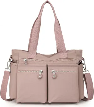 Crossbody Tote Bag with Zipper Shoulder Messenger Aesthetic School Bag Work Large Multi Pocket Tote Bag for Women Handbag
