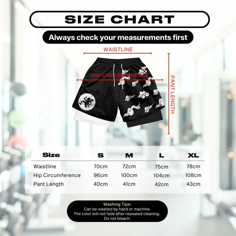 CROWN Anime Compression Shorts - Breathable Stretch Gym Short with Pockets