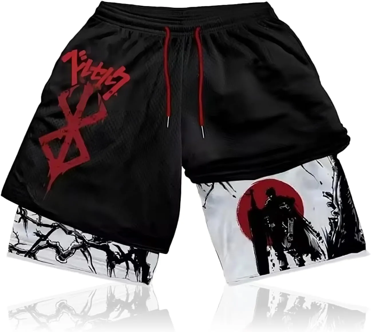 CROWN Anime Gym Shorts - Breathable Stretch Compression Short with Pockets