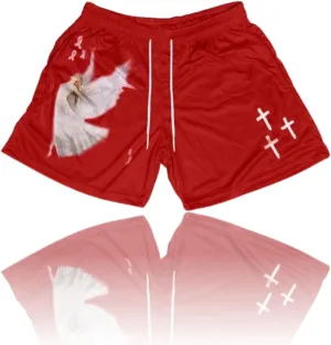CROWN Anime Mesh Shorts - Breathable Workout Athletic Sport with Soft Pockets