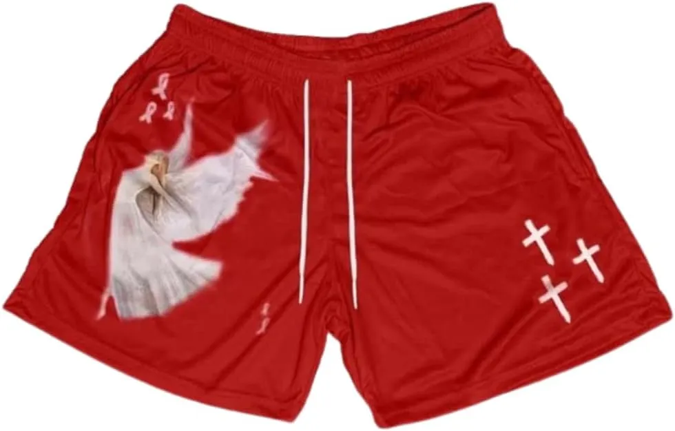 CROWN Anime Mesh Shorts - Breathable Workout Athletic Sport with Soft Pockets