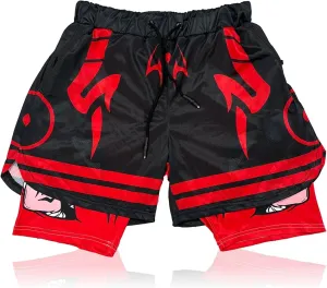 CROWN Anime Shorts - Breathable Stretch Compression Gym Mesh Short with Pockets and Towel Holder