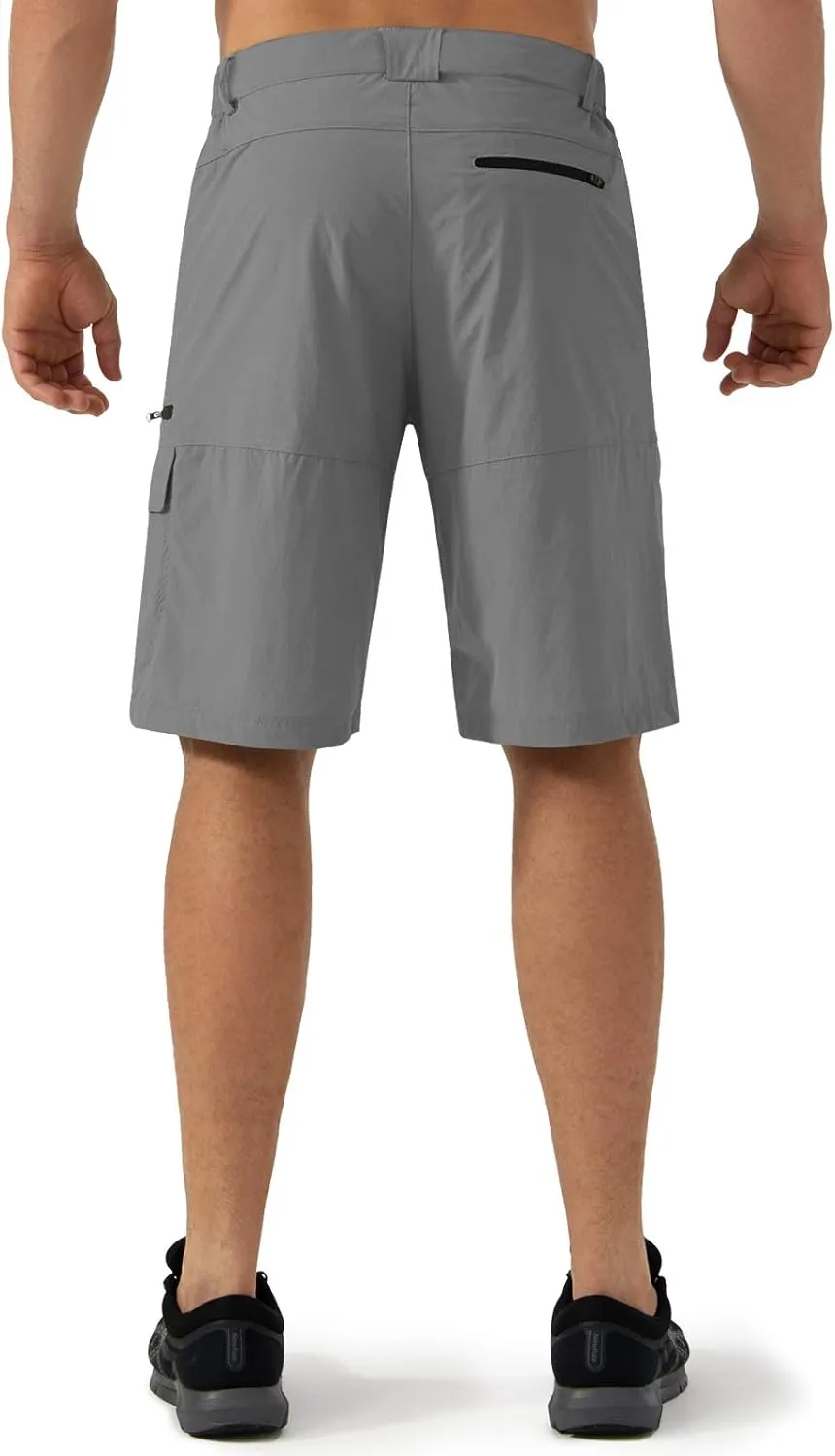 CRYSULLY Men's Hiking Cargo Shorts Outdoor Summer Lightweight Quick Dry Work Casual Shorts with 5 Zipper Pockets