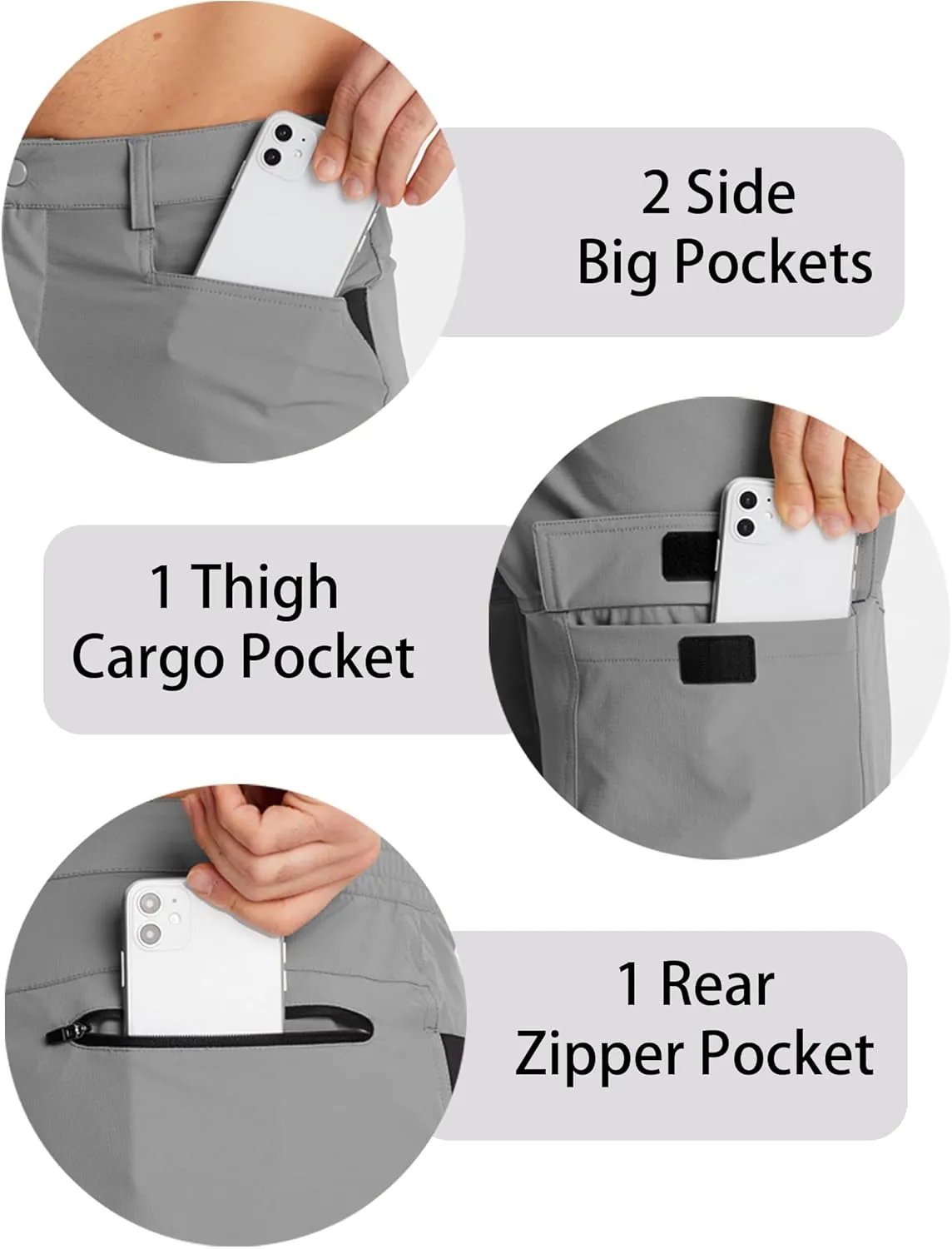 CRYSULLY Men's Hiking Cargo Shorts Outdoor Summer Lightweight Quick Dry Work Casual Shorts with 5 Zipper Pockets
