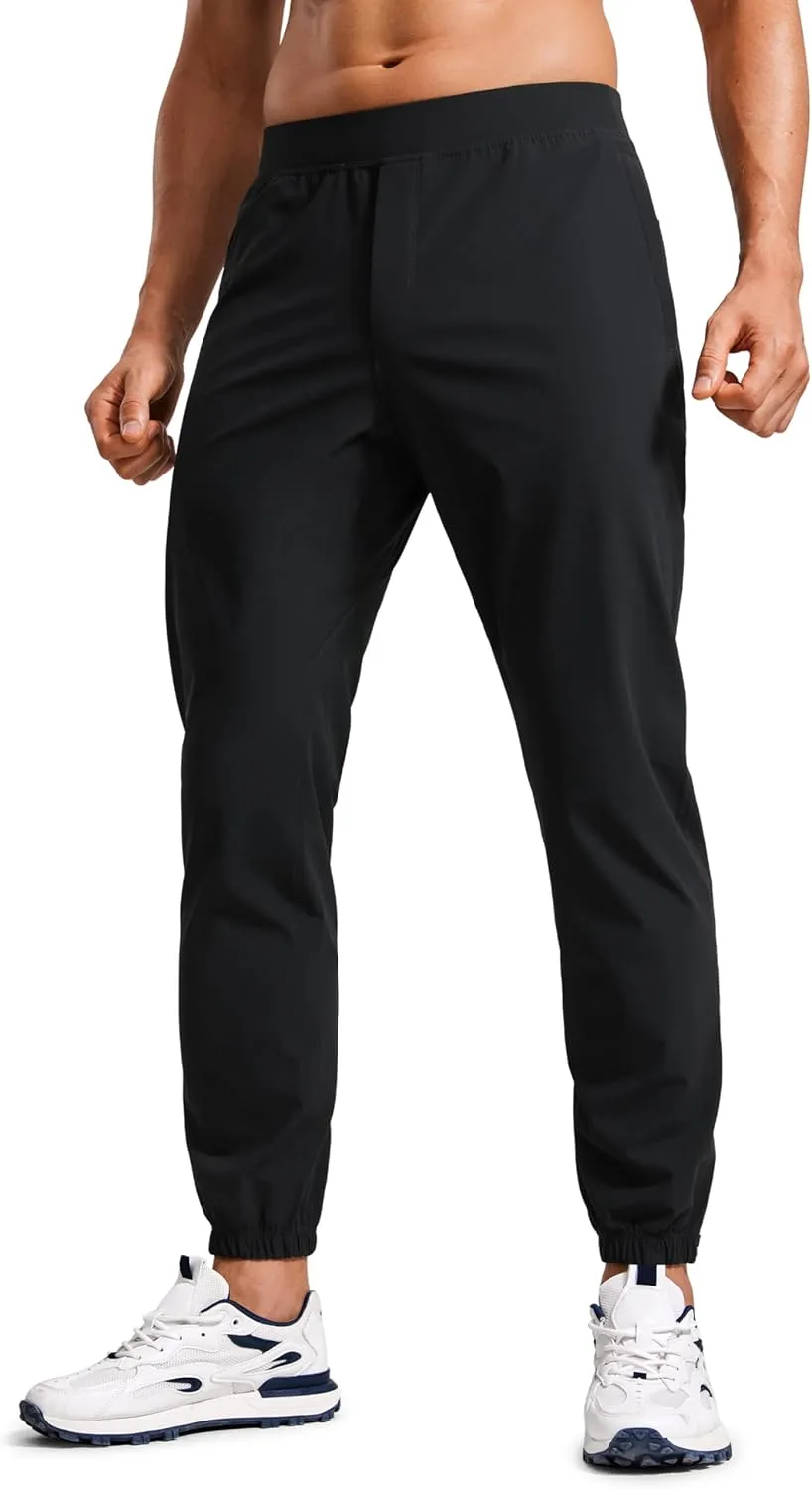 CRZ YOGA Athletic Joggers for Men - 29" Lightweight Running Training Pants with Zip Pockets and Ankle Zippers