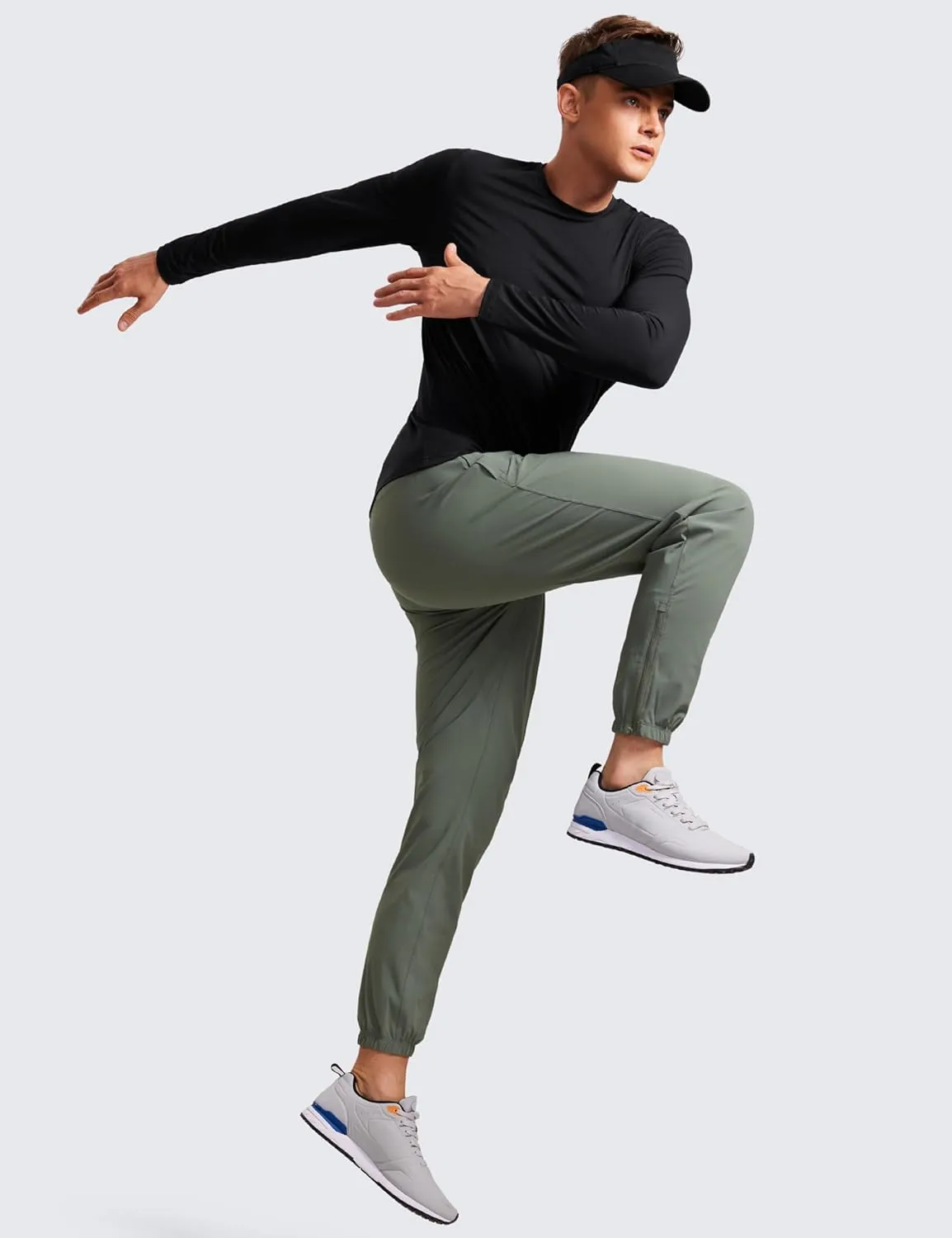 CRZ YOGA Athletic Joggers for Men - 29" Lightweight Running Training Pants with Zip Pockets and Ankle Zippers