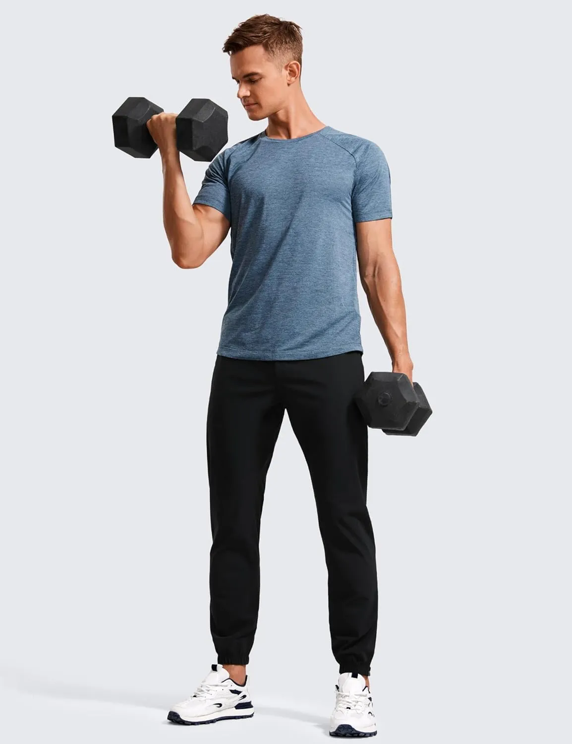 CRZ YOGA Athletic Joggers for Men - 29" Lightweight Running Training Pants with Zip Pockets and Ankle Zippers