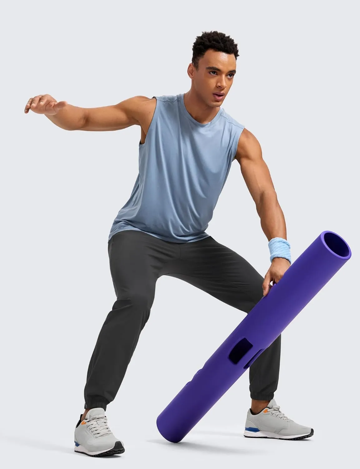 CRZ YOGA Athletic Joggers for Men - 31" Lightweight Running Training Pants with Zip Pockets and Ankle Zippers