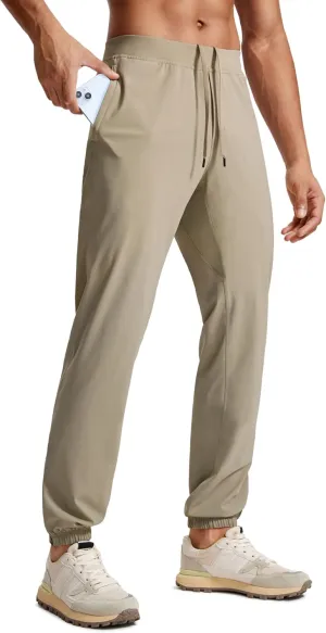CRZ YOGA Athletic Joggers for Men - 31" Lightweight Running Training Pants with Zip Pockets and Ankle Zippers