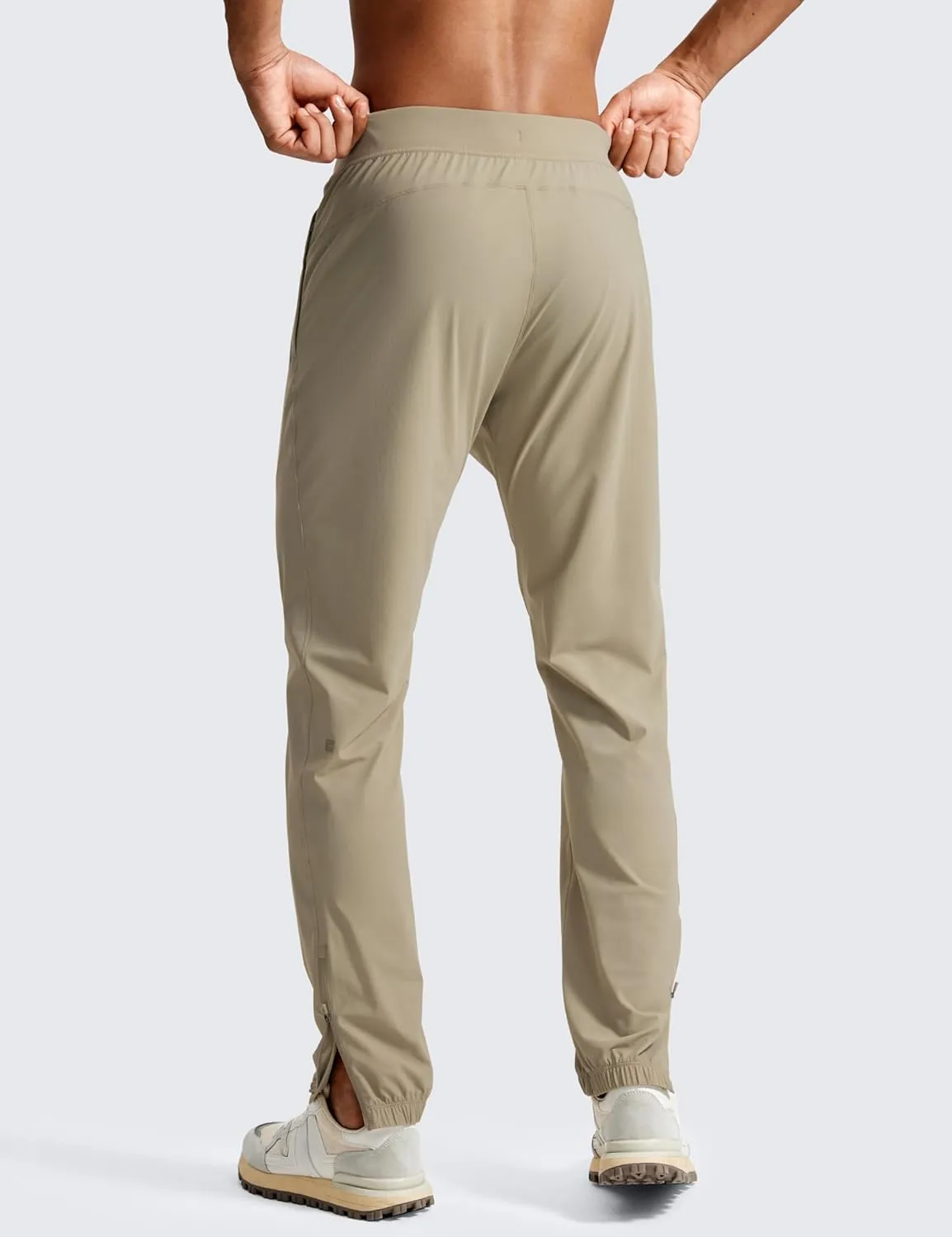 CRZ YOGA Athletic Joggers for Men - 31" Lightweight Running Training Pants with Zip Pockets and Ankle Zippers