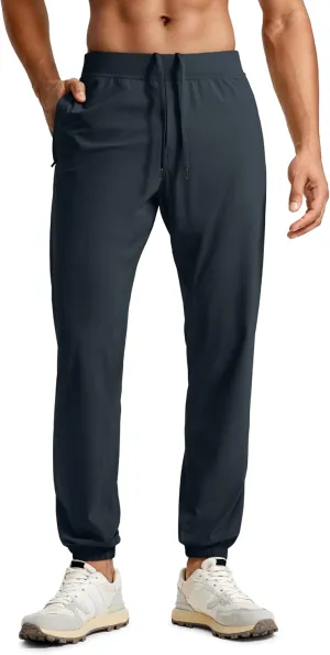 CRZ YOGA Athletic Joggers for Men - 31" Lightweight Running Training Pants with Zip Pockets and Ankle Zippers