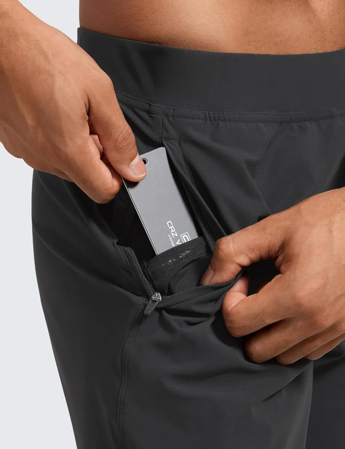 CRZ YOGA Athletic Joggers for Men - 31" Lightweight Running Training Pants with Zip Pockets and Ankle Zippers