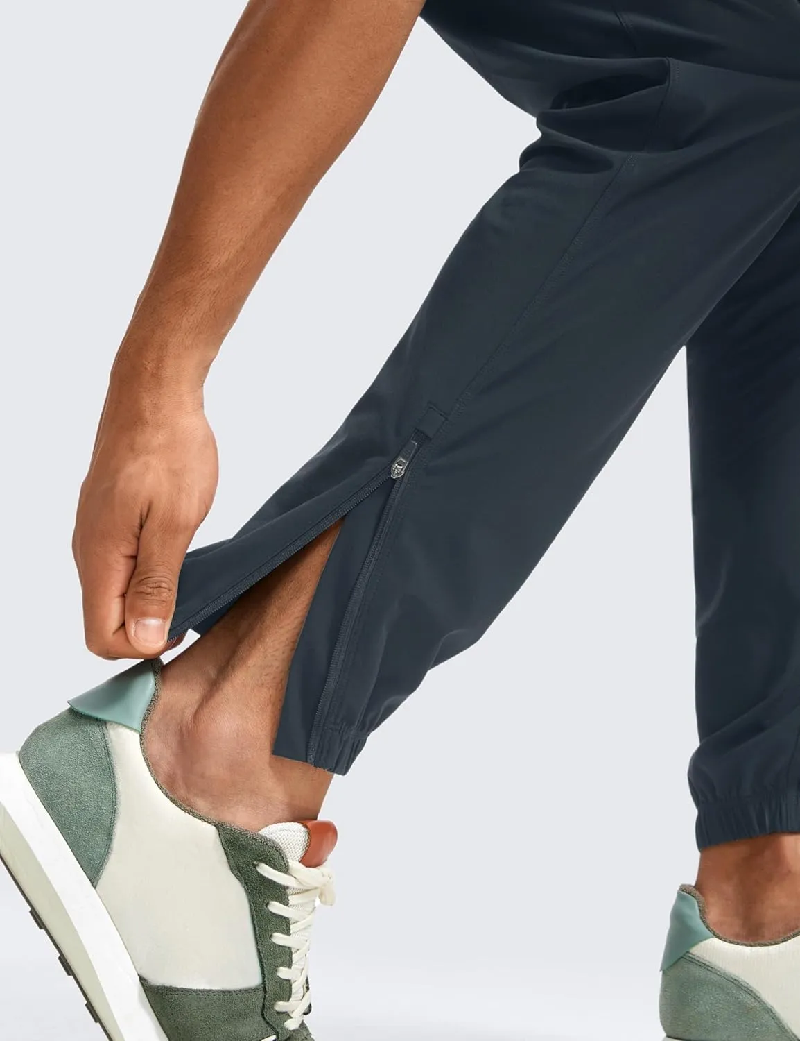 CRZ YOGA Athletic Joggers for Men - 31" Lightweight Running Training Pants with Zip Pockets and Ankle Zippers
