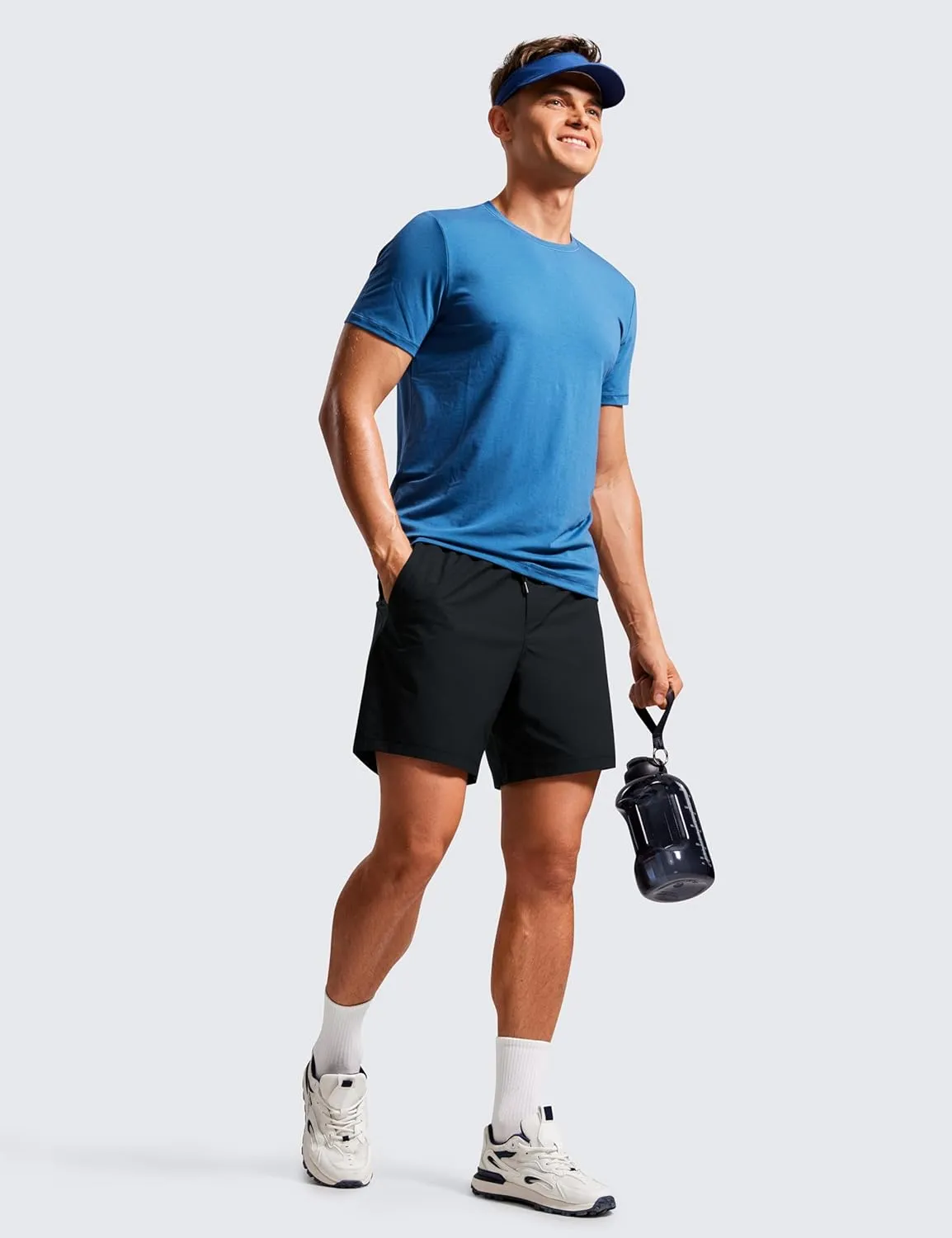 CRZ YOGA Casual Workout Mens Shorts 7 Inch Lightweight Quick Dry for Gym Athletic with Zipper Pocket
