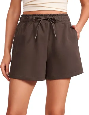 CRZ YOGA Comfy Cotton Sweat Shorts for Women Casual Summer Drawstring for Gym Lounge Workout Jersey with Pockets