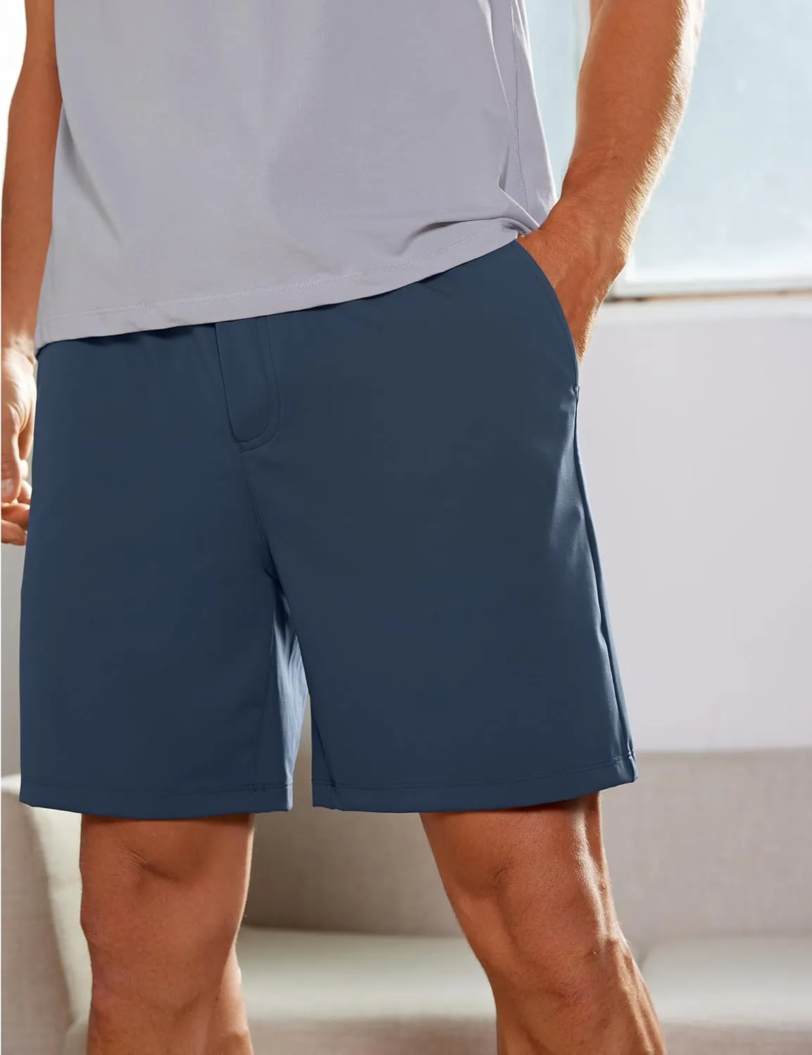CRZ YOGA Men's Four-Way Stretch Workout Shorts - 7'' Soft Durable for Casual Athletic with Pockets