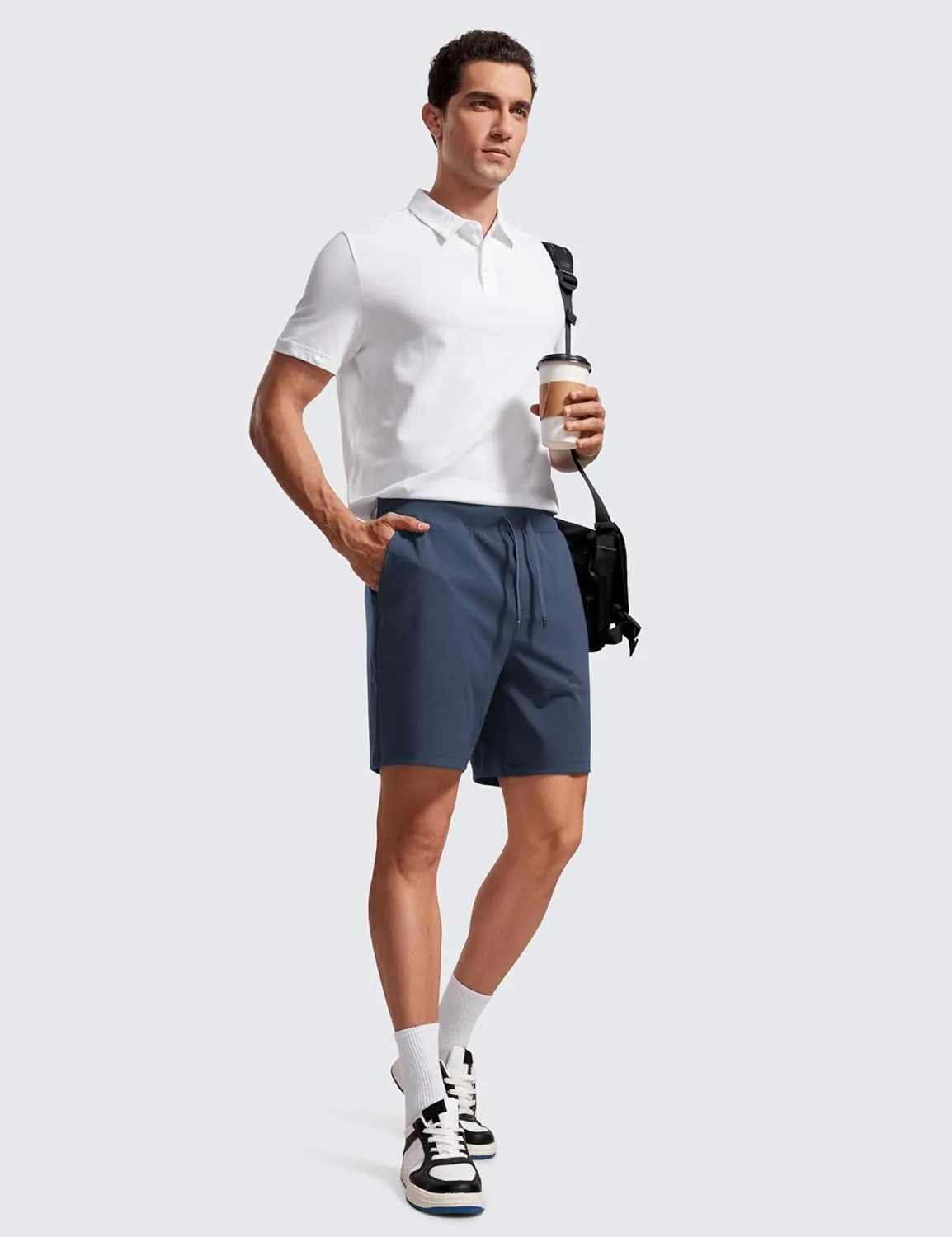 CRZ YOGA Men's Four-Way Stretch Workout Shorts - 7'' Soft Durable for Casual Athletic with Pockets