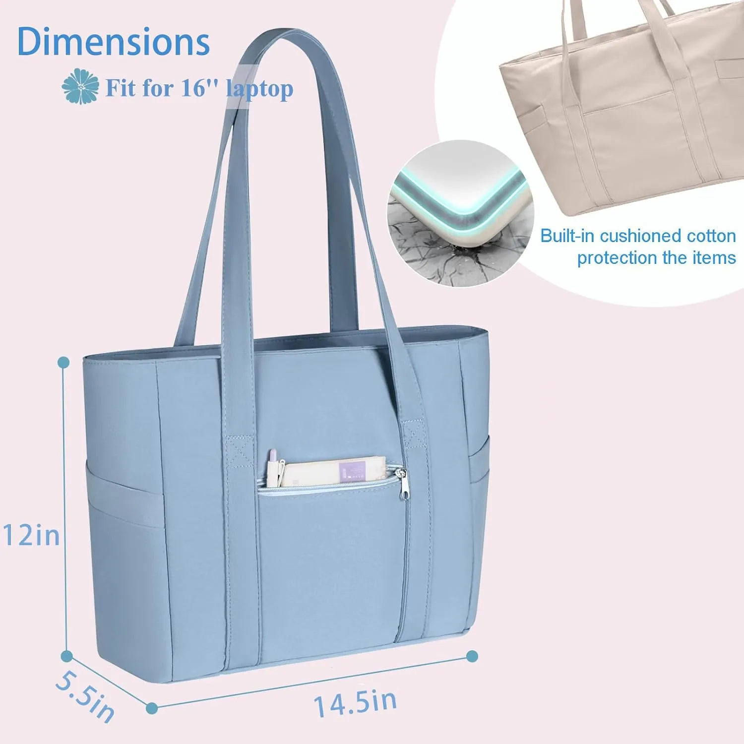 CTWWFS Tote Bag for Women, Travel Essentials Large Tote Bag with Zipper, Top Handle Handbag for Travel, Work