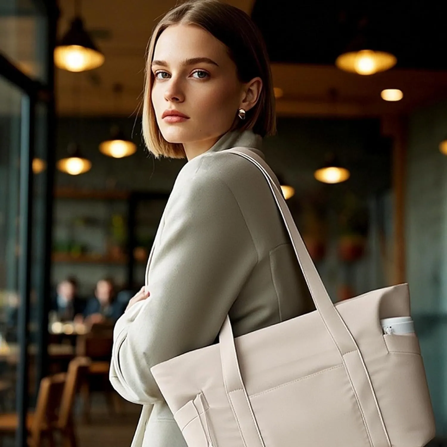 CTWWFS Tote Bag for Women, Travel Essentials Large Tote Bag with Zipper, Top Handle Handbag for Travel, Work